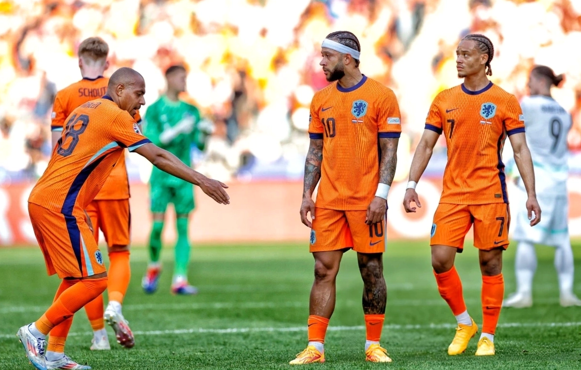 Hà Lan ăn mừng chiến thắng 3-0 trước Romania tại EURO 2024