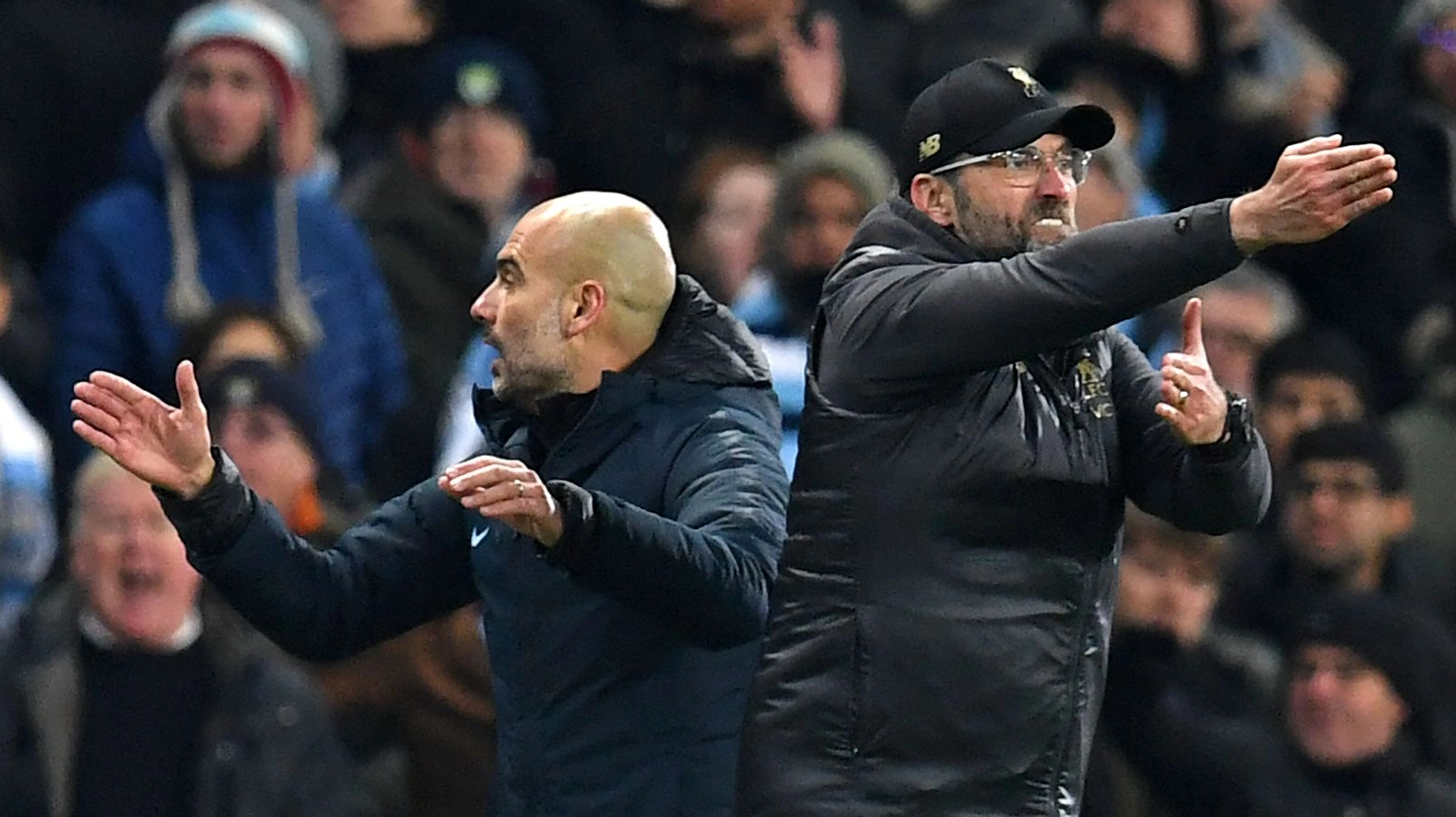 Hai chiến lược gia hàng đầu Ngoại hạng Anh, Pep Guardiola và Jurgen Klopp.