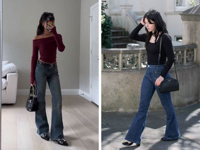 outfit quần ống loe nữ