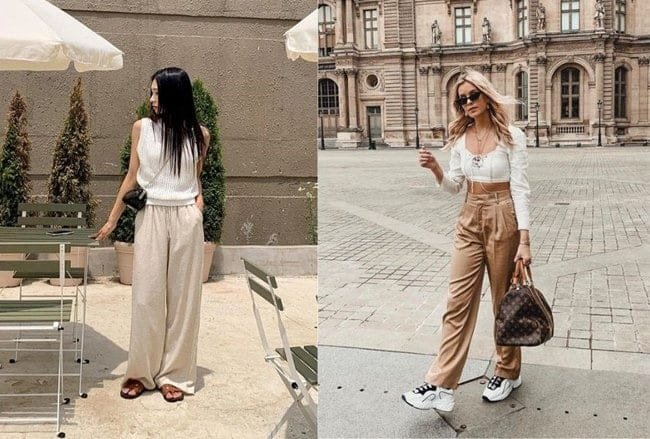 phối đồ với quần màu be