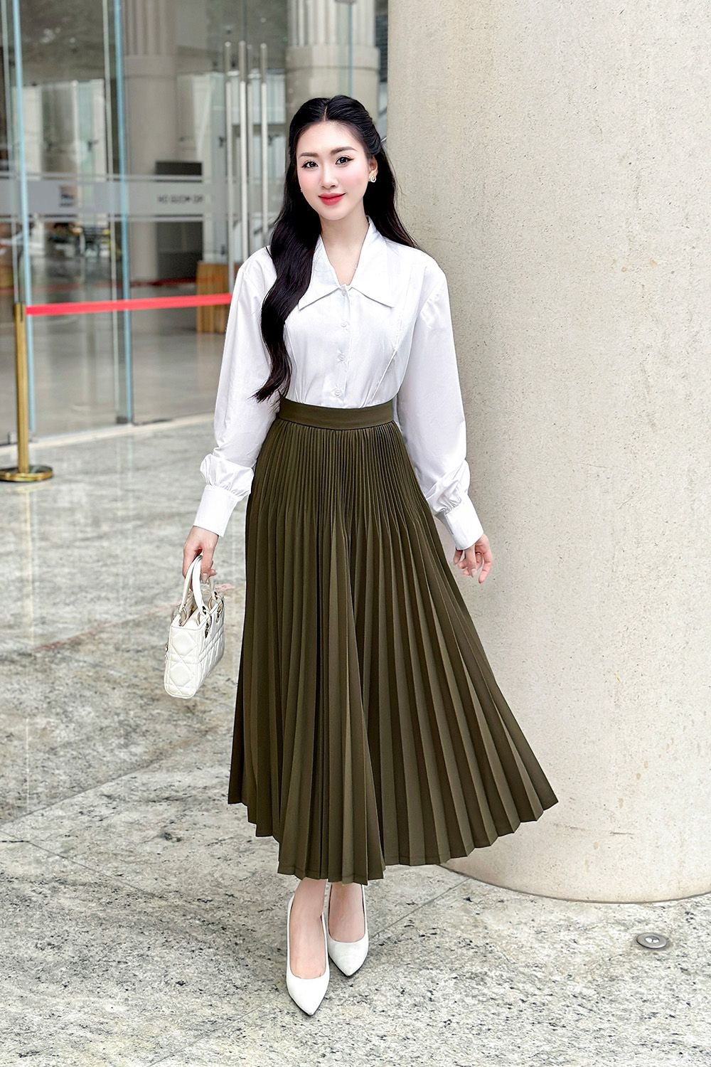 chân váy dài cho người thấp