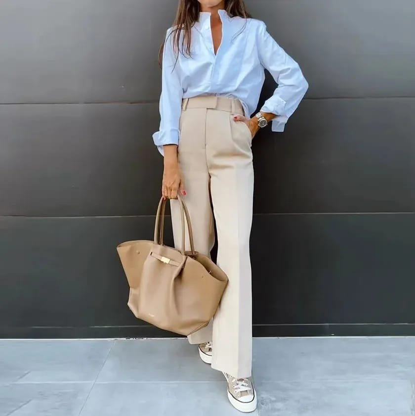 quần be mặc với áo màu gì