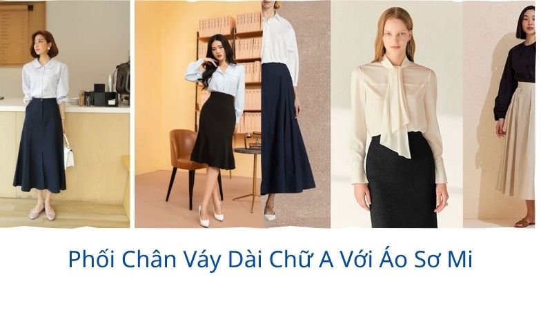 phối đồ chân váy chữ a dài