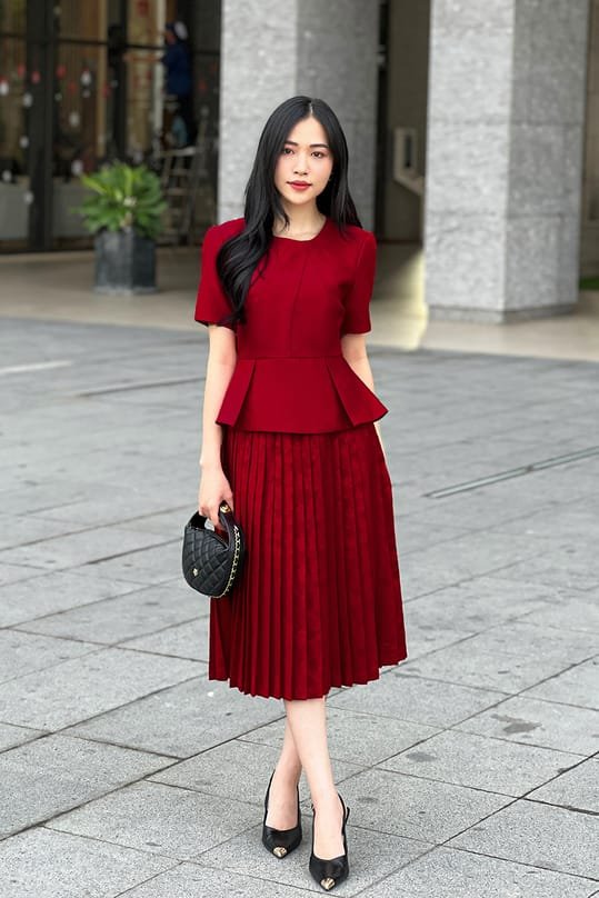 cách phối đồ chân váy dài