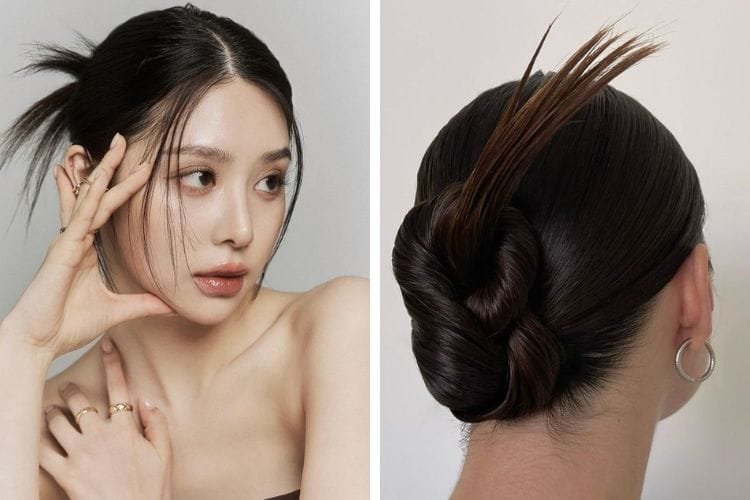 búi tóc dự tiệc đơn giản