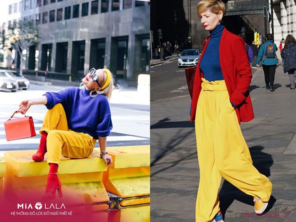 outfit màu xanh dương nữ