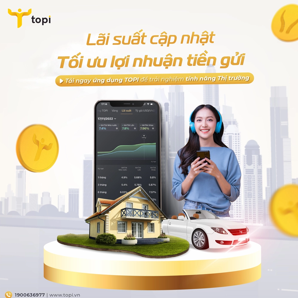 Lãi suất ngân hàng cập nhật trên TOPI