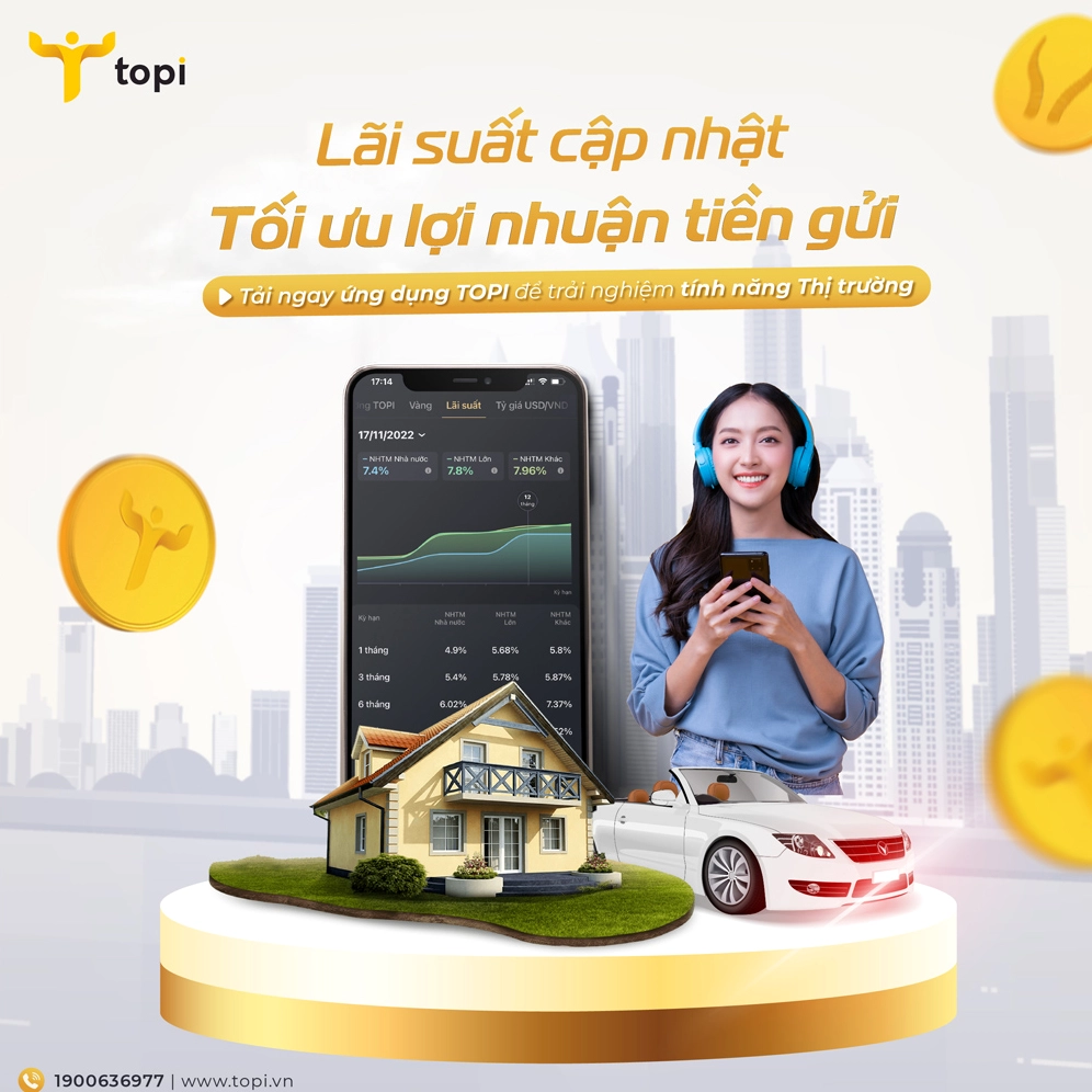 Lãi suất ngân hàng cập nhật trên TOPI