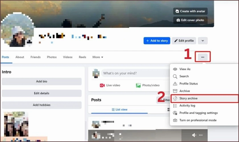 Nhấp vào biểu tượng ba chấm và chọn Kho lưu trữ tin