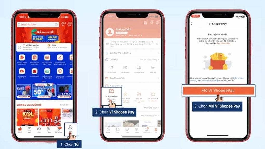 Bấm chọn ‘ví Shopee Pay’ để kích hoạt ví điện tử.