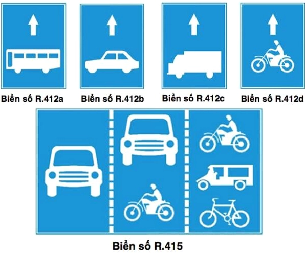Biển báo làn đường dành cho ô tô và các phương tiện khác