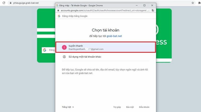Cách đăng nhập phiếu gửi điện tử Grab bước 3