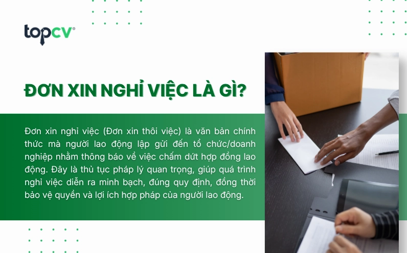 Đơn xin nghỉ việc (hay đơn xin thôi việc) là mẫu văn bản chuẩn được sử dụng để hoàn tất thủ tục xin thôi việc