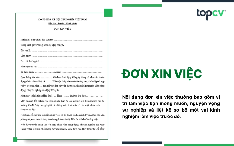 Đơn xin việc thay vai trò thư ứng tuyển gửi tới nhà tuyển dụng
