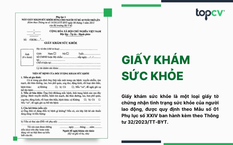 Hồ sơ xin việc cần có giấy khám sức khỏe theo quy định của Bộ Y tế