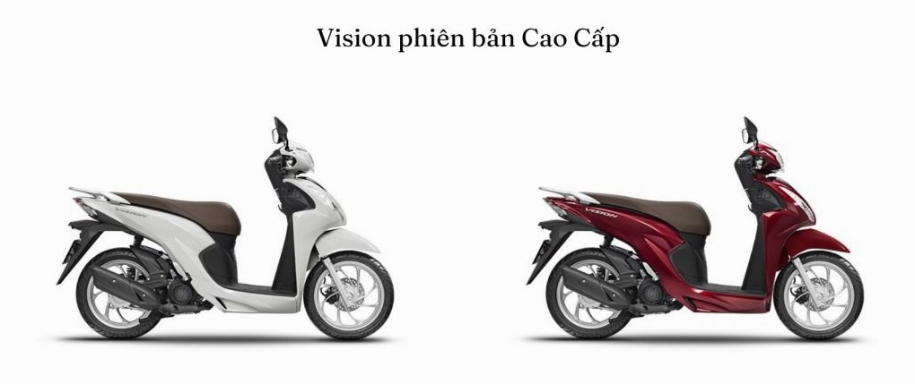 Honda Vision 2023 phiên bản Cao Cấp với 2 màu Đỏ Đen và Trắng Đen