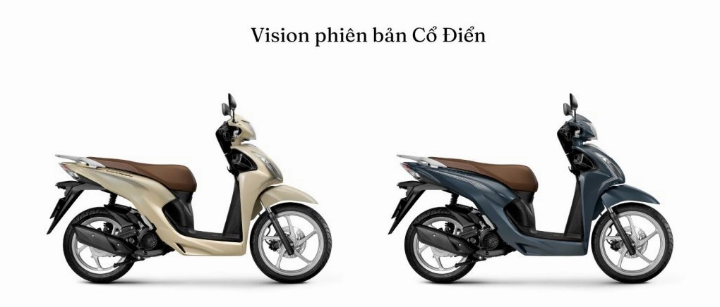 Honda Vision 2023 phiên bản Cổ Điển 2 màu Vang Đen Bạc và Xanh Đen Bạc