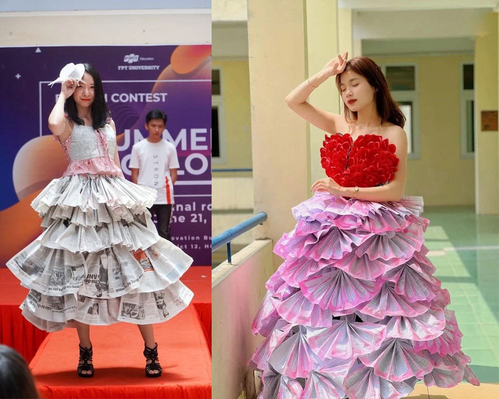 cách làm trang phục từ giấy báo