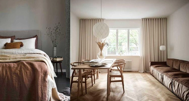 nội thất phòng ngủ, phòng khách tone màu đất phù hợp gia chủ mệnh Thổ