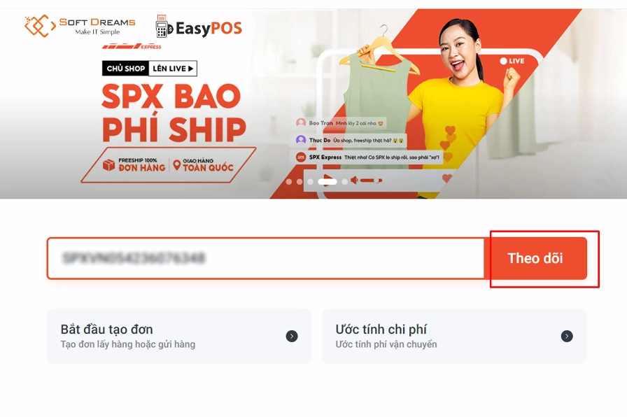 Theo dõi đơn SPX trực tiếp trên website chỉ với vài bước