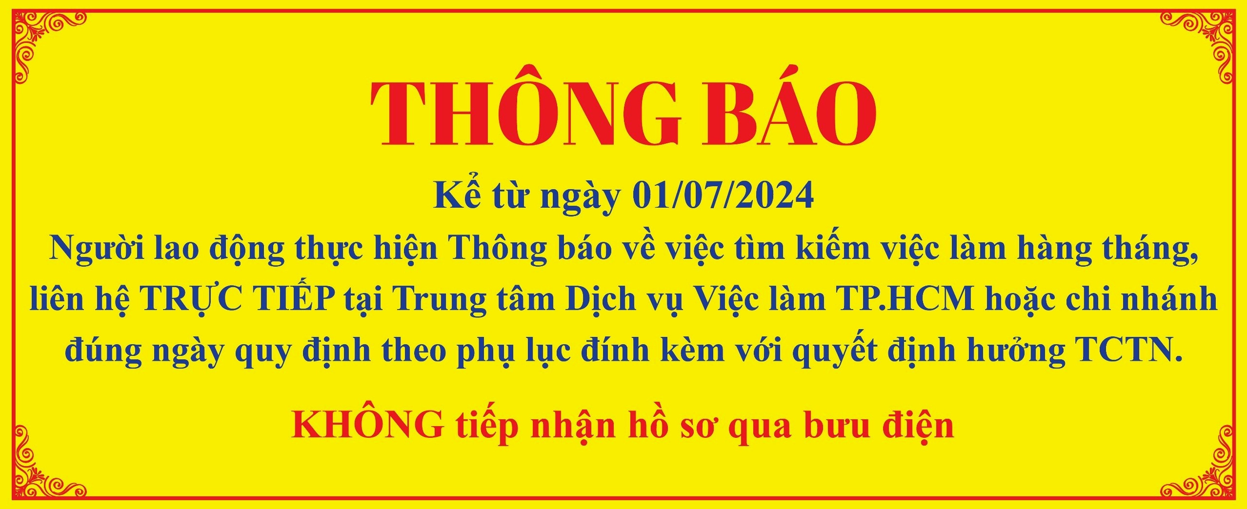 Thông báo đến các người lao động đang hưởng TCTN