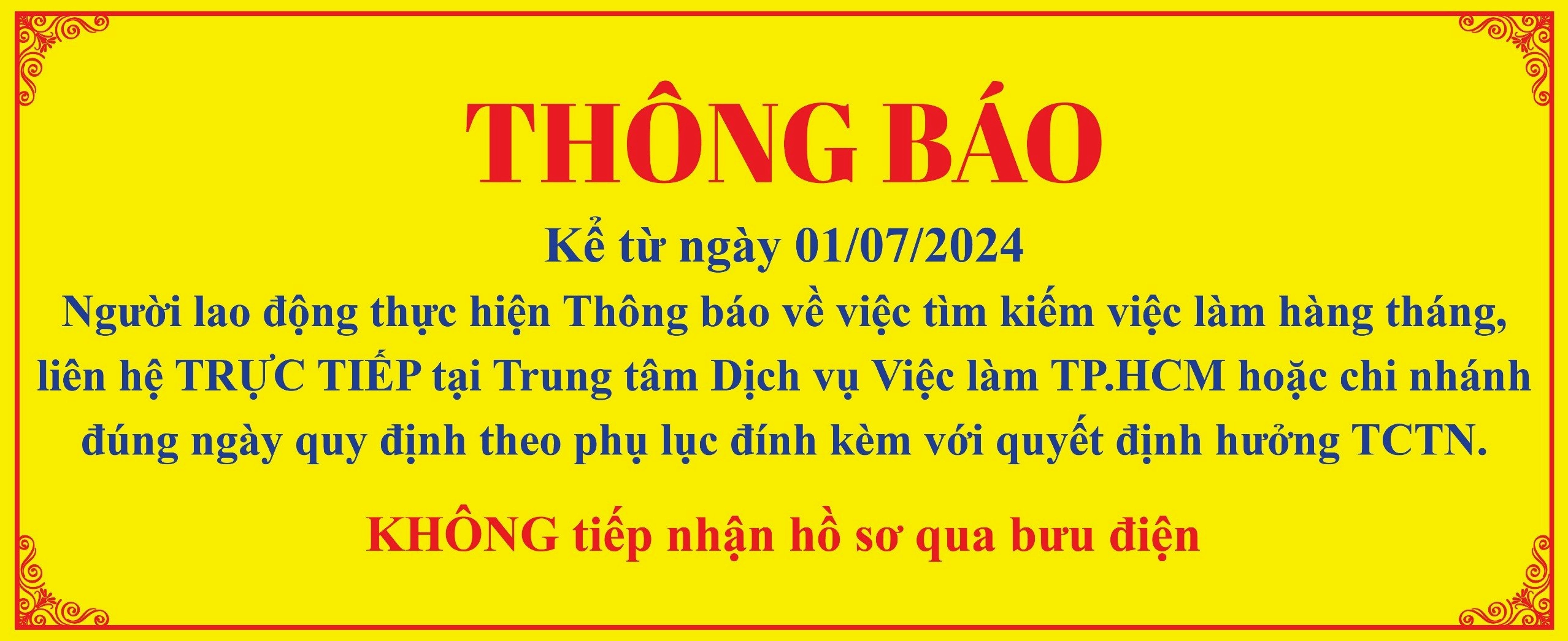 Thông báo đến các người lao động đang hưởng TCTN