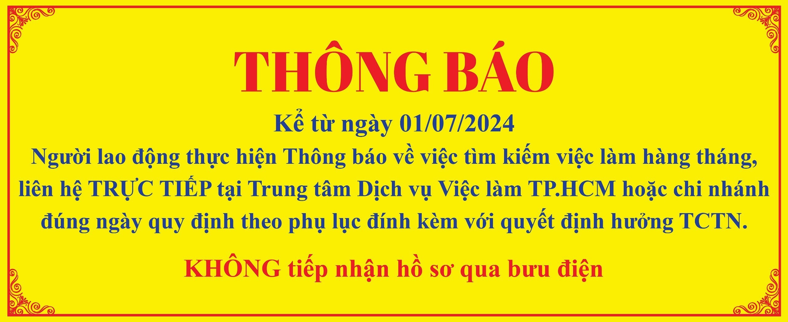 Thông báo đến các người lao động đang hưởng TCTN