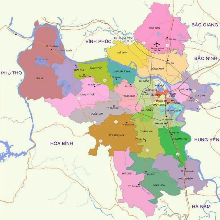 Bản đồ hành chính thành phố Hà Nội