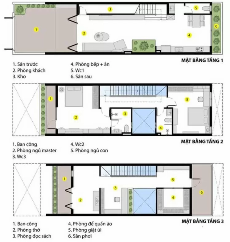 Bản vẽ nhà cấp 4 5x20 hiện đại với sân vườn thoáng mát