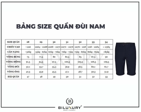Bảng quy đổi size quần nam các loại