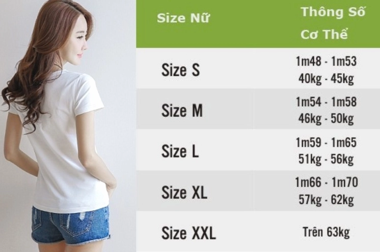 Bảng size S cho nữ