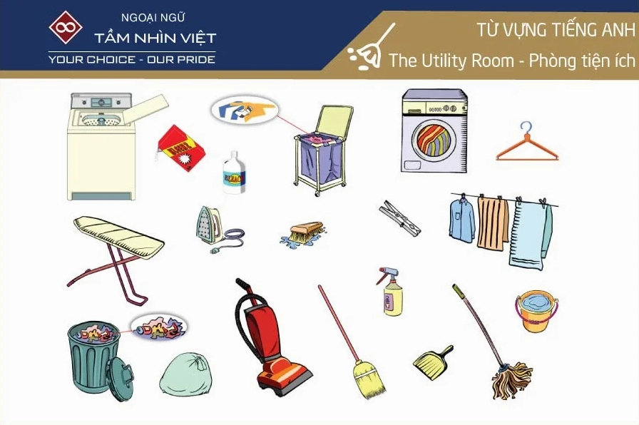 Bảng từ vựng tiếng Anh về các tiện ích trong phòng