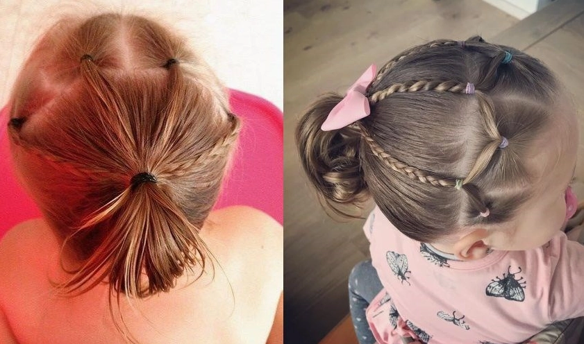 Bé gái với kiểu tóc buộc nửa đầu dễ thương