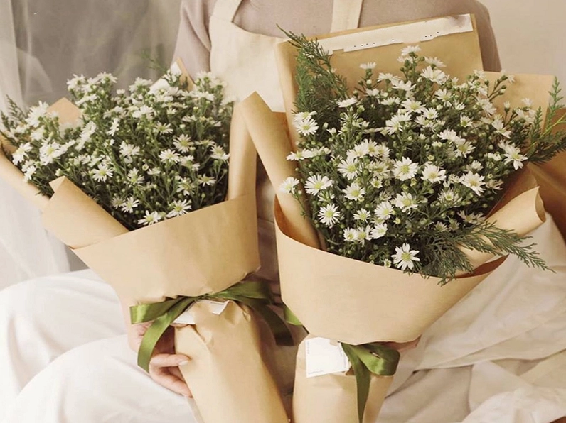 Bó hoa gói giấy vintage đẹp mắt