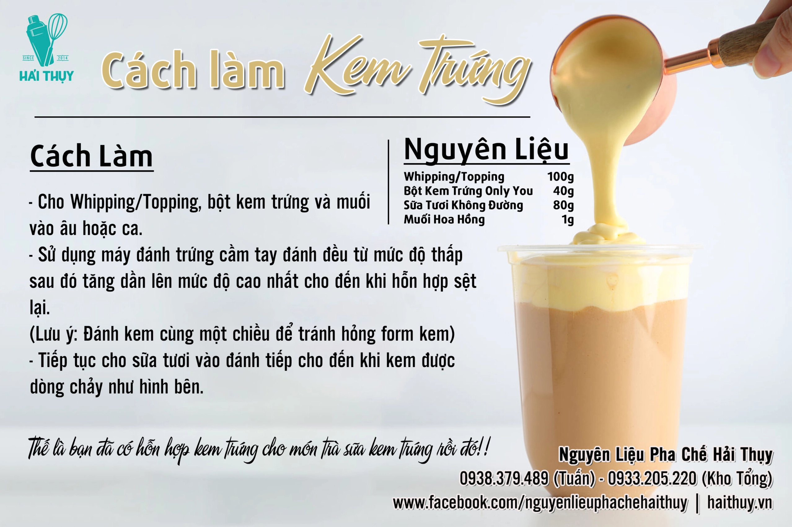 Các nguyên liệu làm kem trứng được bày trí gọn gàng