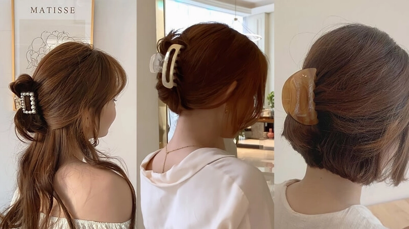 Cách kẹp tóc búi cao với kẹp càng cua