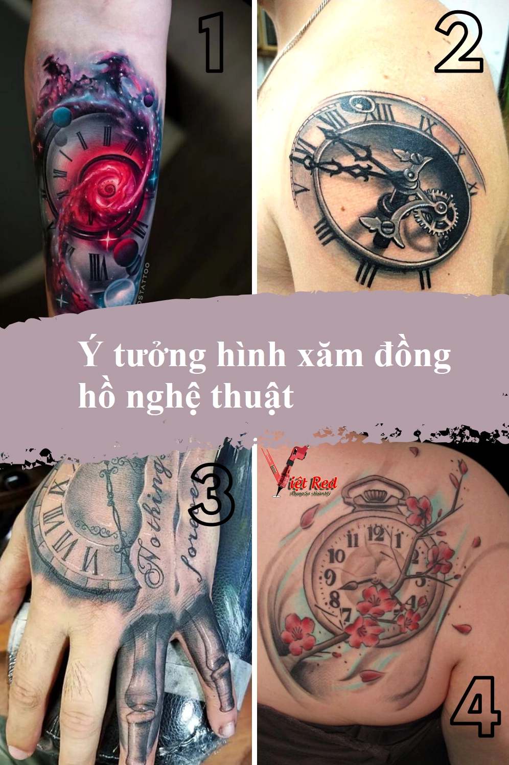 Cận cảnh hình xăm đồng hồ La Mã với các chữ số chi tiết