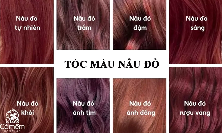 Cận cảnh mái tóc nâu đỏ ánh tím với những lọn tóc xoăn