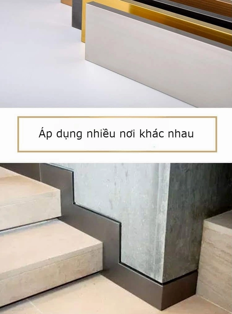 Chi tiết nẹp chân tường inox hiện đại