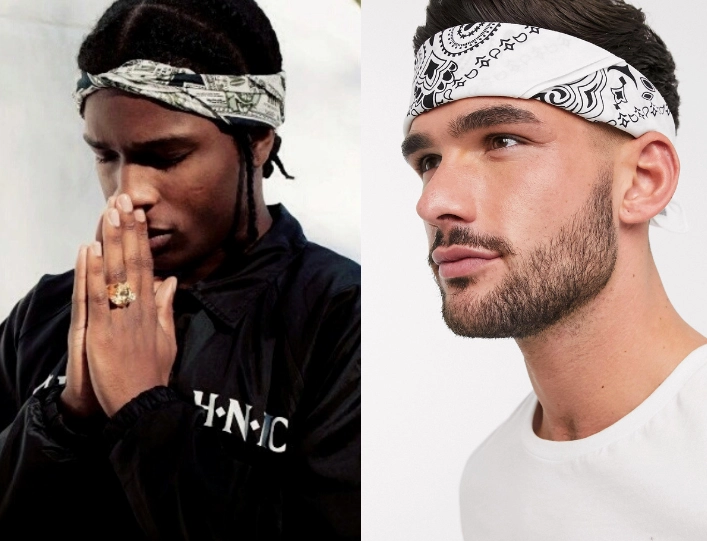 Cô gái buộc khăn bandana làm băng đô
