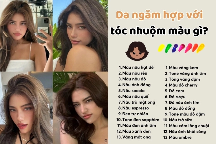 Cô gái da ngăm thử nghiệm màu nâu tây khói