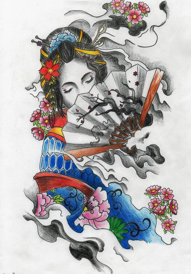 Cô gái Nhật xăm hoa anh đào