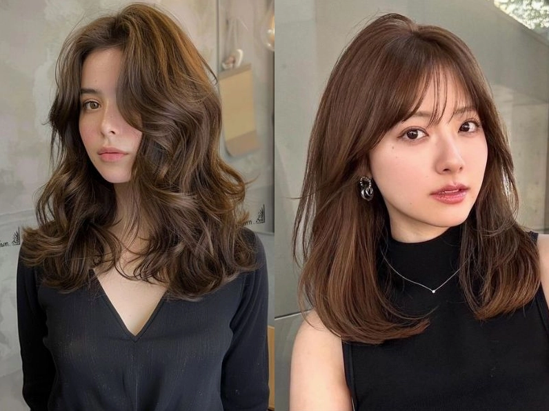 Cô gái với kiểu tóc uốn ngang vai Hàn Quốc thanh lịch