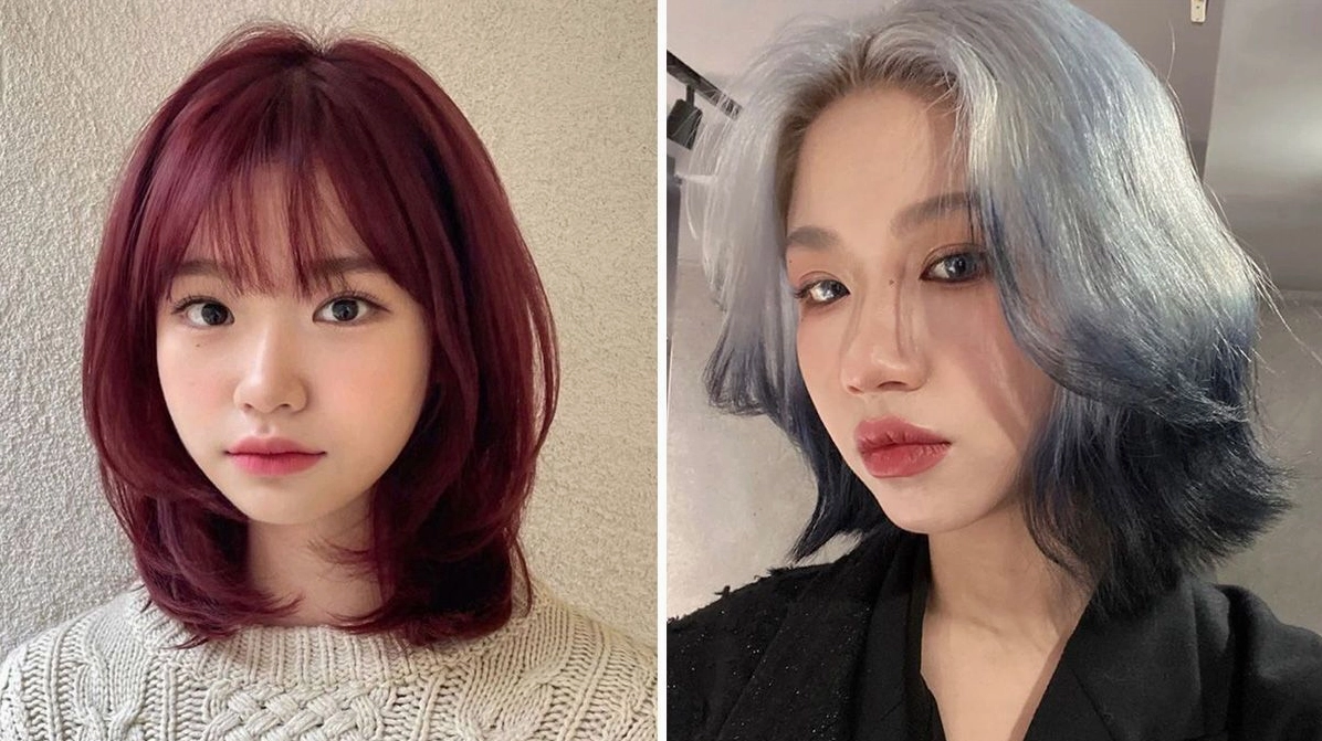 Cô gái với mái tóc nhuộm màu thời trang