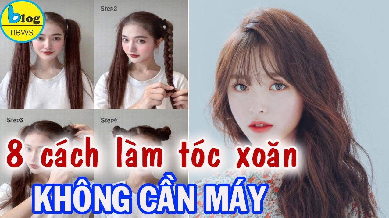 Cô gái với mái tóc xoăn bồng bềnh sau khi làm tại nhà