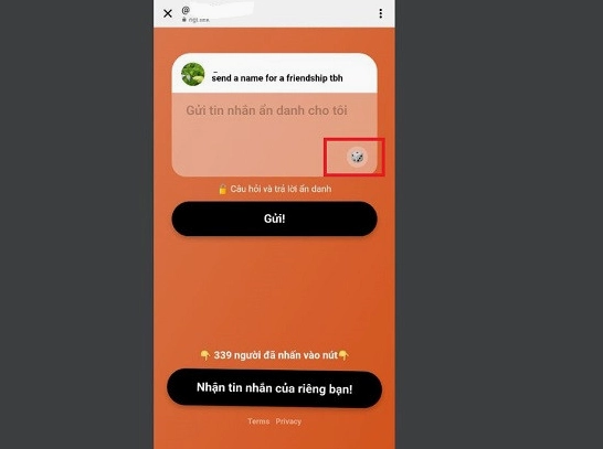 Giao diện gửi câu hỏi ẩn danh trên Instagram