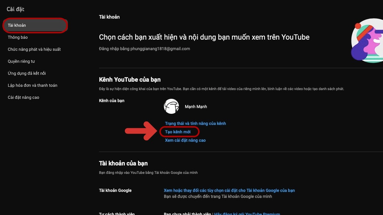 Giao diện YouTube trên máy tính