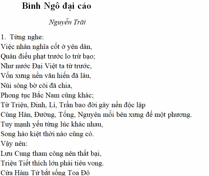 Hình ảnh minh họa Bình Ngô Đại Cáo của Nguyễn Trãi