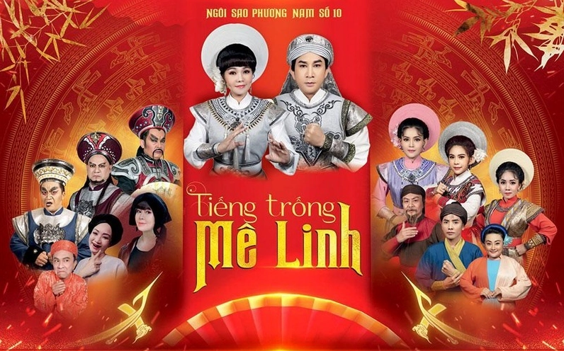 Hình ảnh mô tả tiếng trống Mê Linh vang vọng