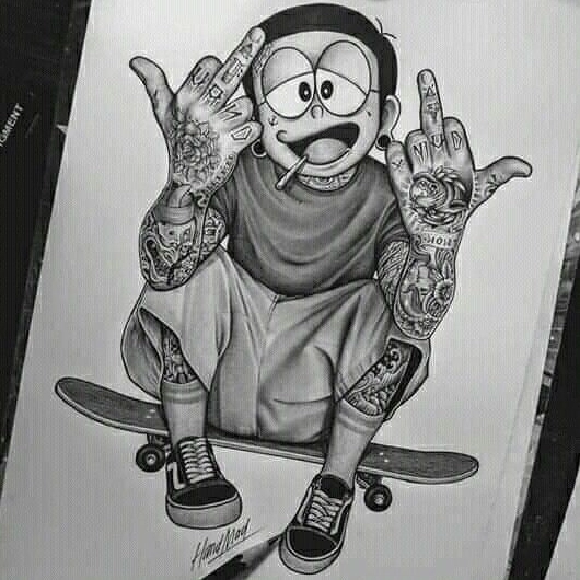 Hình nền Nobita xăm trổ phong cách bụi bặm